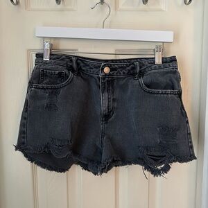 Pacsun black high rise festival distressed shorts
